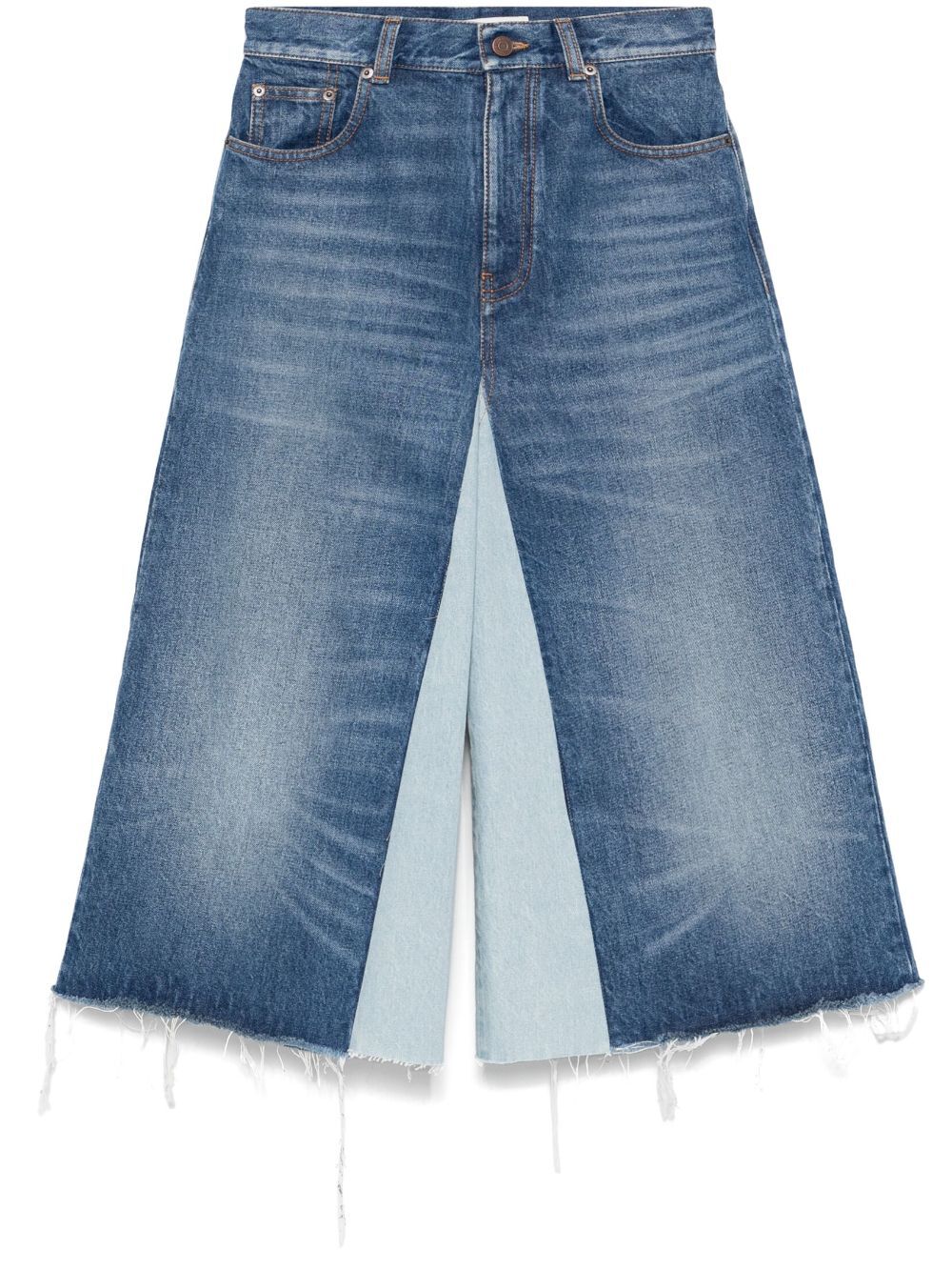 CHLOÉ High-Waisted Denim Patchwork Bermuda Shorts