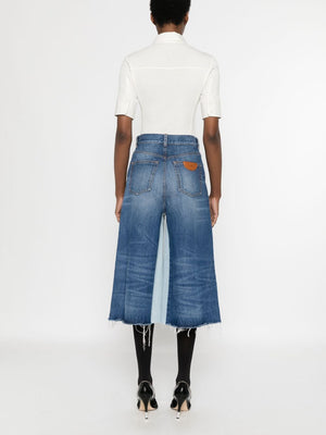 CHLOÉ High-Waisted Denim Patchwork Bermuda Shorts