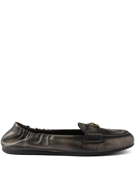 PRADA Deconstructed Flexible Leather Loafers for Men