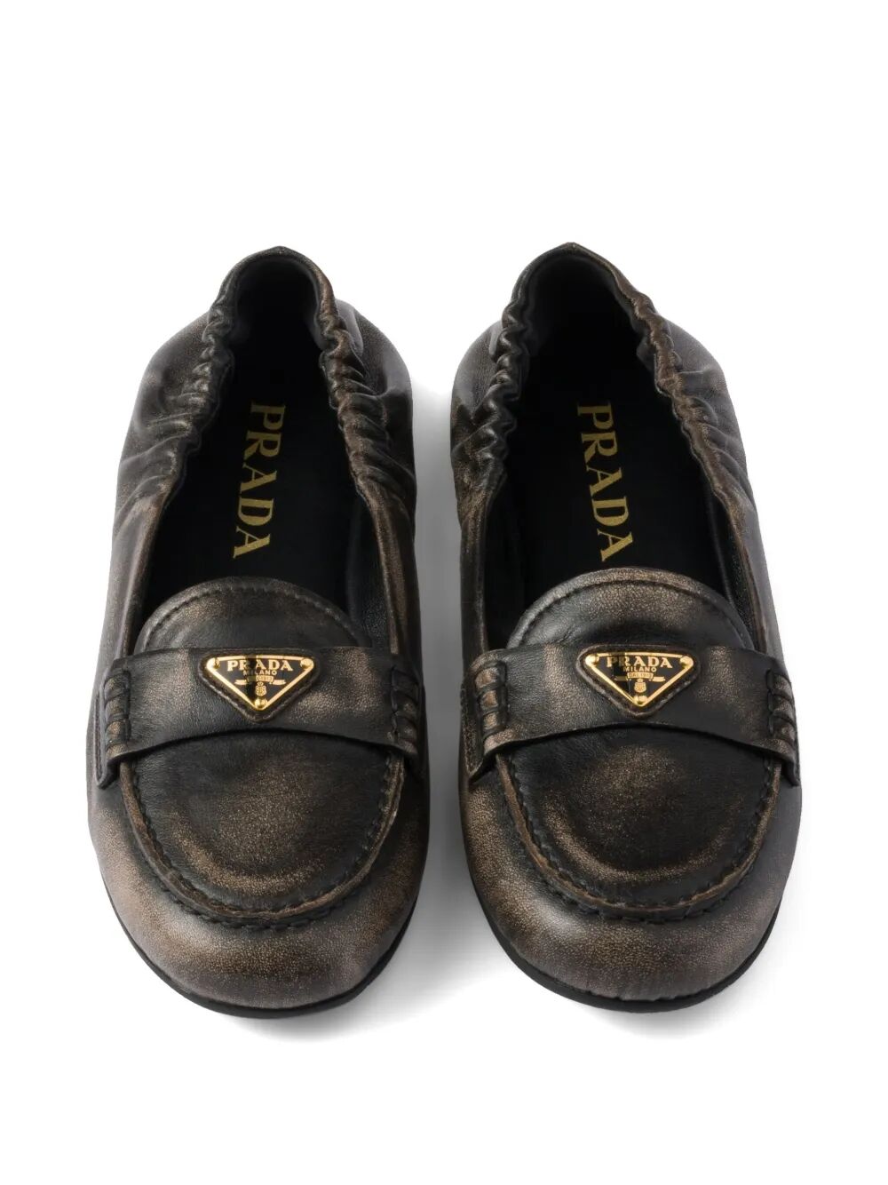 PRADA Deconstructed Flexible Leather Loafers for Men