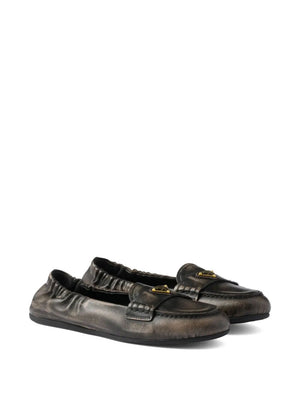 PRADA Deconstructed Flexible Leather Loafers for Men