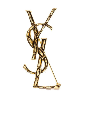 SAINT LAURENT PARIS Mini Crocodile Metal Brooch for Men