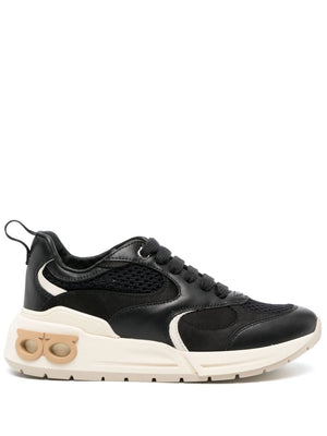 FERRAGAMO Panelled Leather Sneakers - Almond Toe