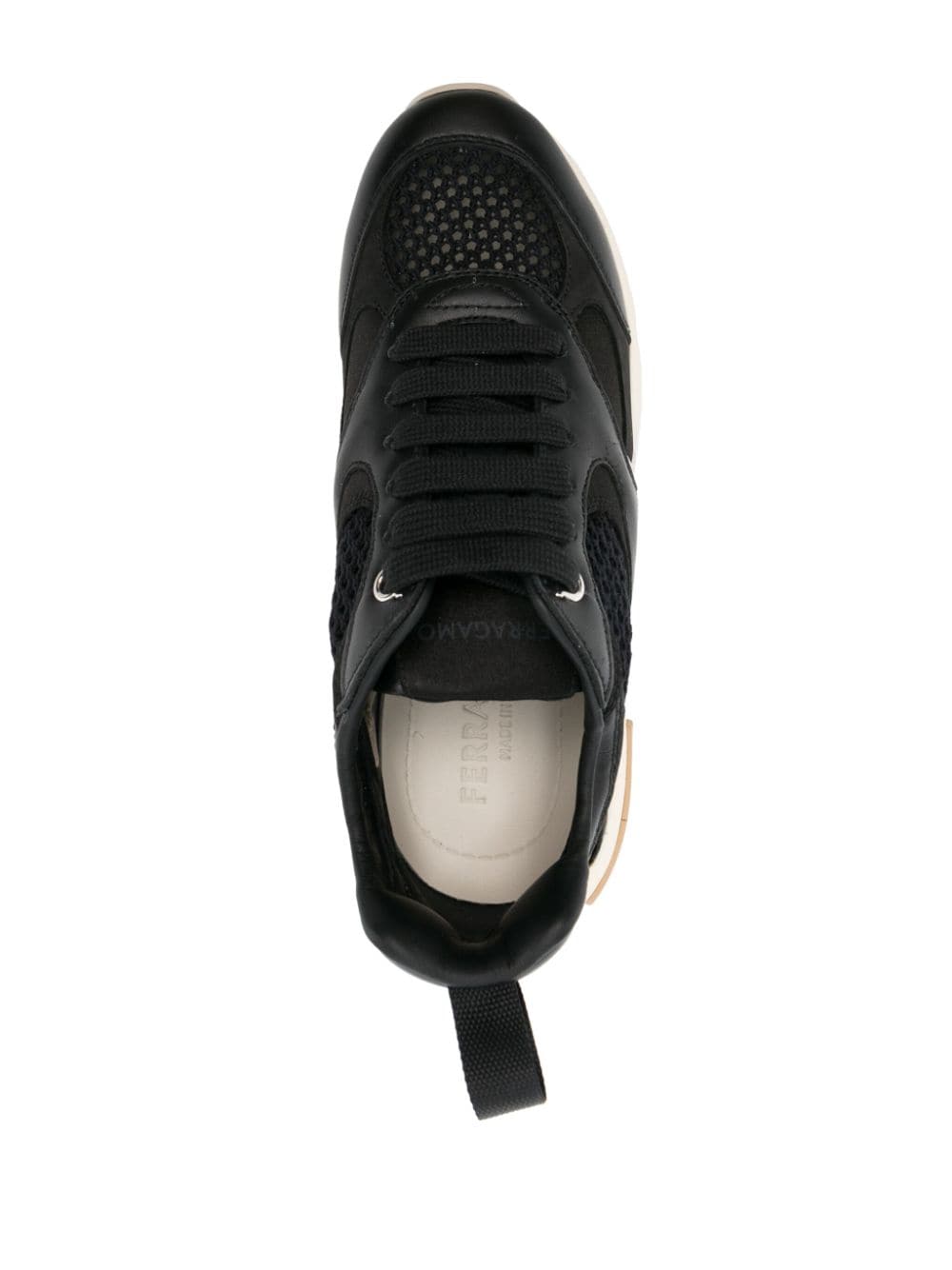 FERRAGAMO Panelled Leather Sneakers - Almond Toe