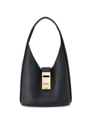 Ferragamo Micro Grained Leather Hobo Handbag - W 18 x H 28 x D 16 cm