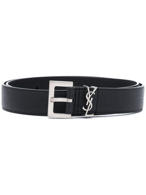 SAINT LAURENT PARIS Lambskin Belt with Square Buckle - 3 cm Height