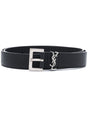 SAINT LAURENT PARIS Lambskin Belt with Square Buckle - 3 cm Height