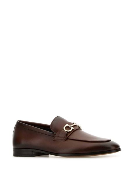 Ferragamo Titanium Finish Gancini Hook Loafers