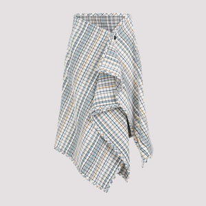 BOTTEGA VENETA Cotton Check Midi Skirt