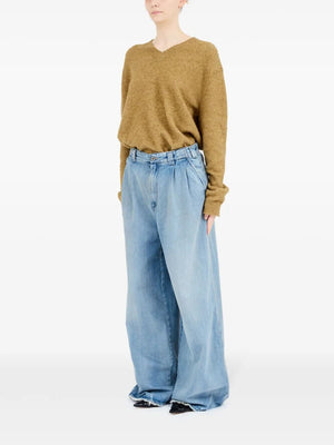 MAISON MARTIN MARGIELA Pleated Wide Leg Jeans - Extra Long