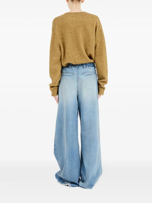 MAISON MARTIN MARGIELA Pleated Wide Leg Jeans - Extra Long