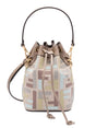 FENDI Mini Canvas Bucket Handbag with Multicolor Embroidery (W 14 x H 18 x D 12 cm)