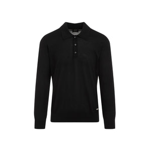 BRIONI Luxurious Long Sleeve Polo in Cashmere Blend