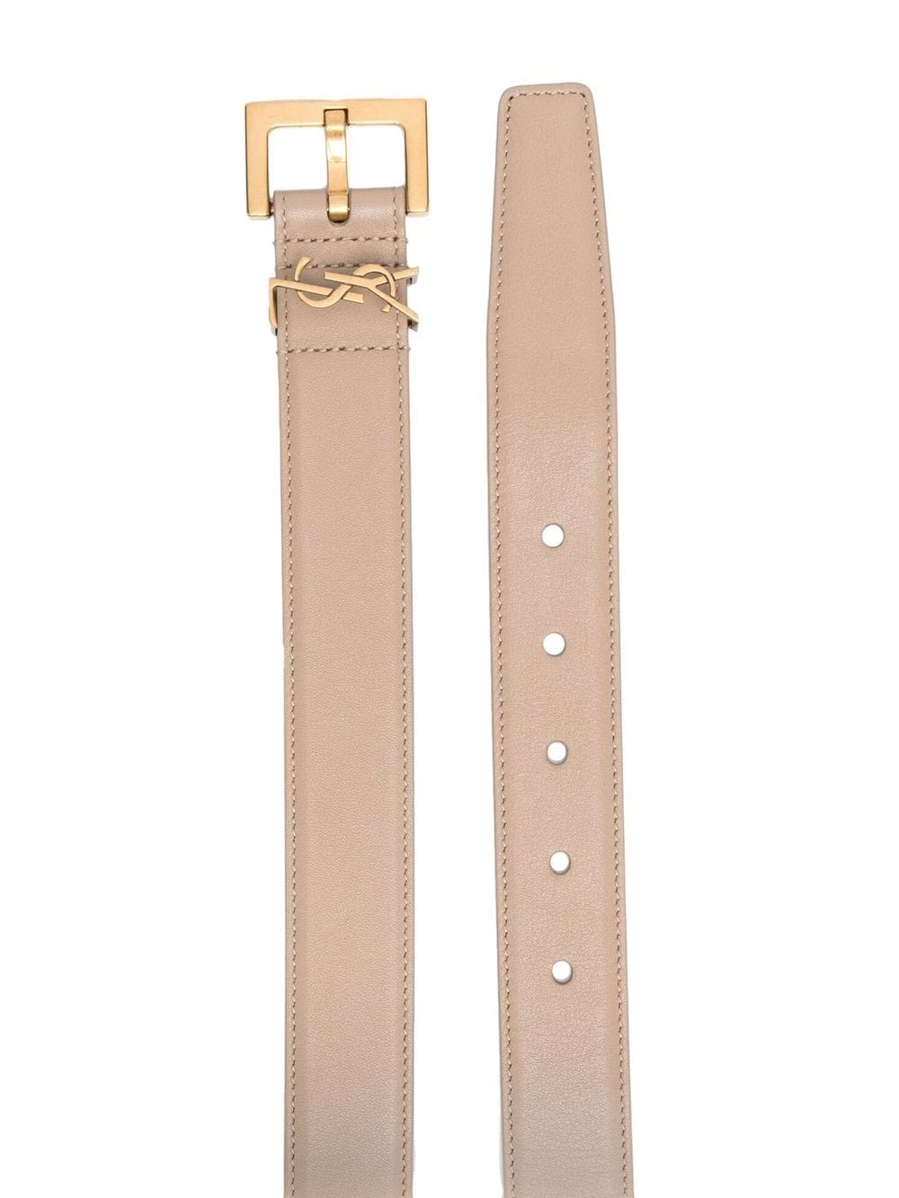 SAINT LAURENT PARIS Cassandre Square Buckle Belt in Smooth Leather - 3 cm Height