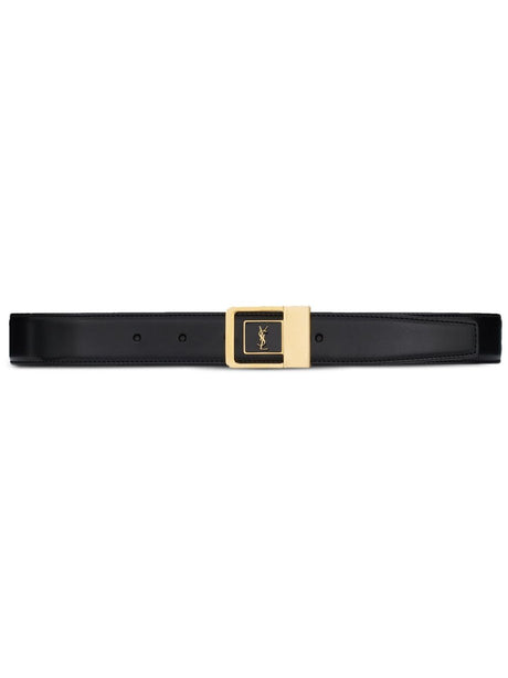 SAINT LAURENT PARIS Stylish Leather Logo Belt