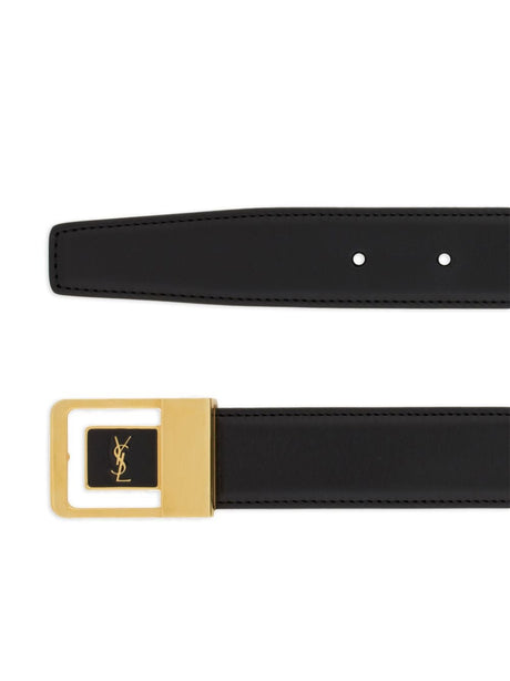 SAINT LAURENT PARIS Stylish Leather Logo Belt