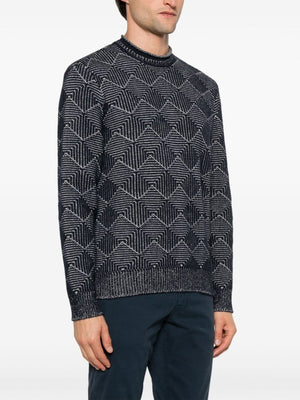 GIORGIO ARMANI Diamond Patterned Jacquard Cashmere Sweater - Relaxed Fit