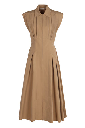 PHILOSOPHY DI LORENZO SERAFINI Sleeveless Longuette Dress with Classic Collar and Pleated Skirt