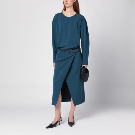 PHILOSOPHY DI LORENZO SERAFINI Wool-Blend Midi Dress with Adjustable Belt