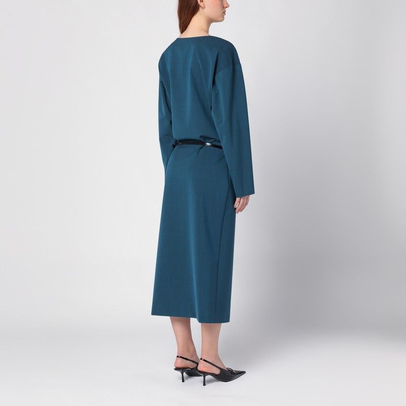 PHILOSOPHY DI LORENZO SERAFINI Wool-Blend Midi Dress with Adjustable Belt