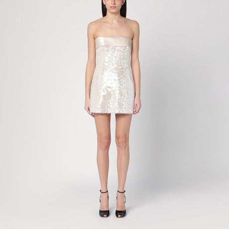 PHILOSOPHY DI LORENZO SERAFINI Mini Dress with Sequin Detail and Off-the-Shoulder Sleeves