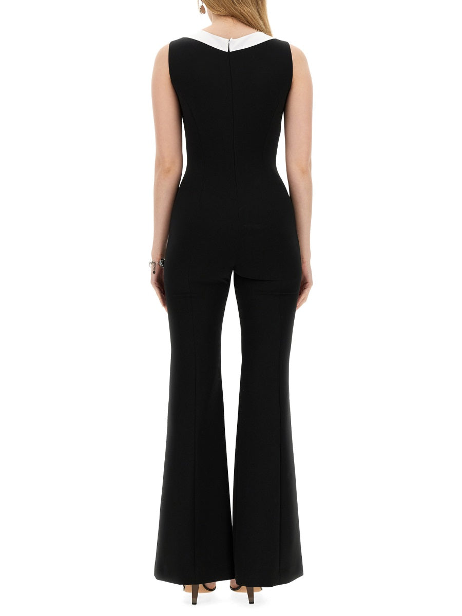 MOSCHINO COUTURE Slim Fit Crepe Jumpsuit with House Symbols - Size 40