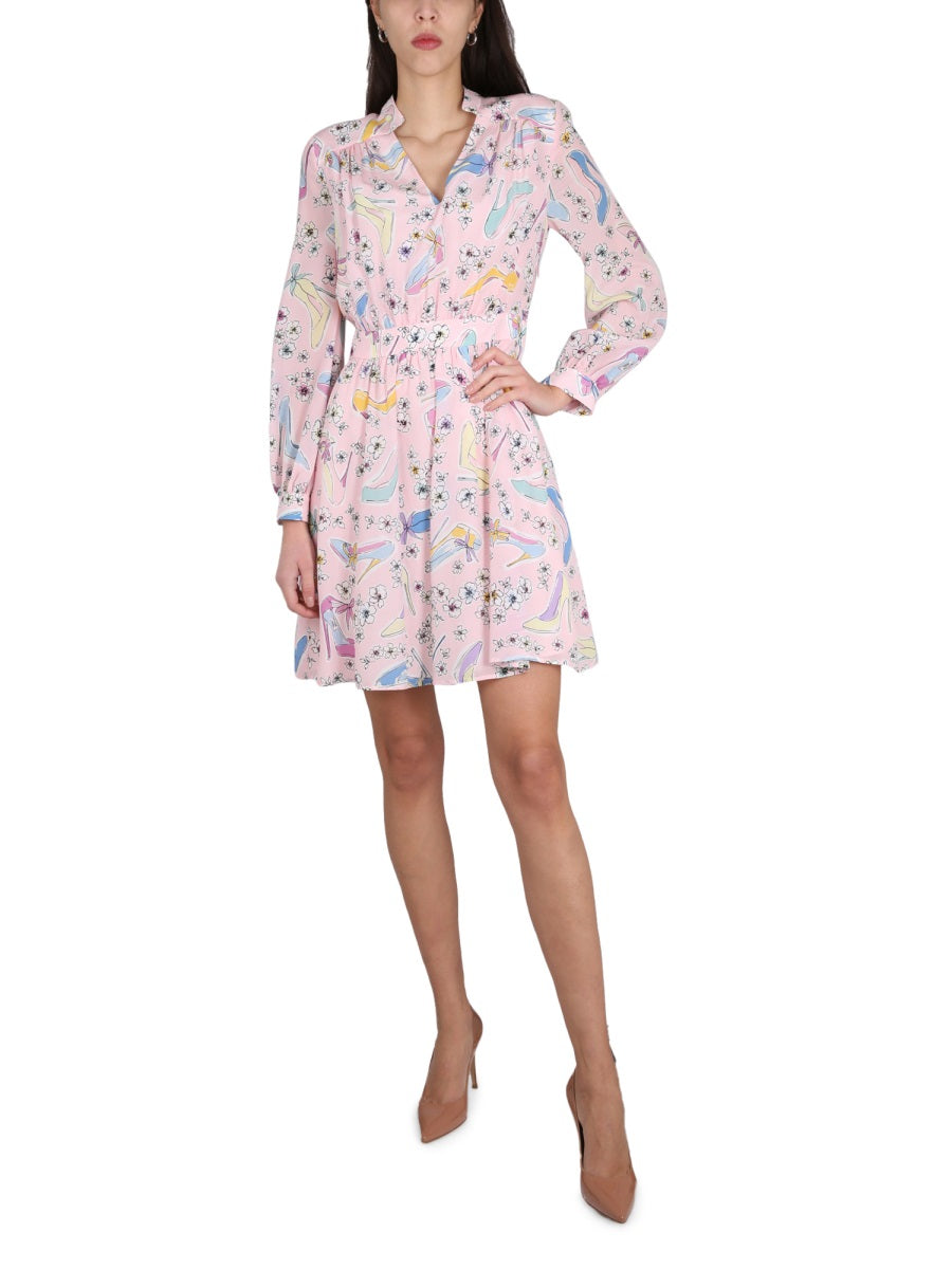 BOUTIQUE MOSCHINO Floral Print Mini Dress with Concealed Zipper Closure