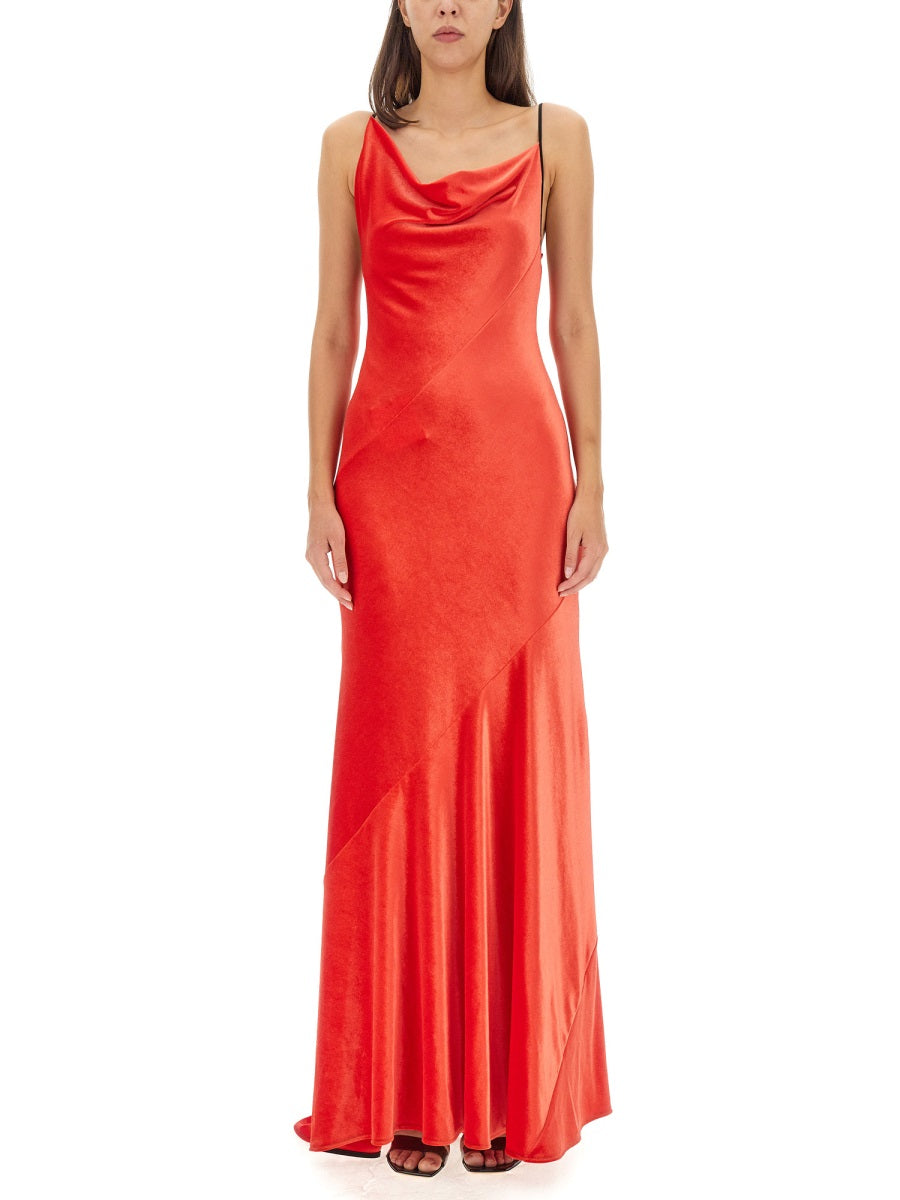 PHILOSOPHY DI LORENZO SERAFINI Elegant Long Dress with Asymmetric Design