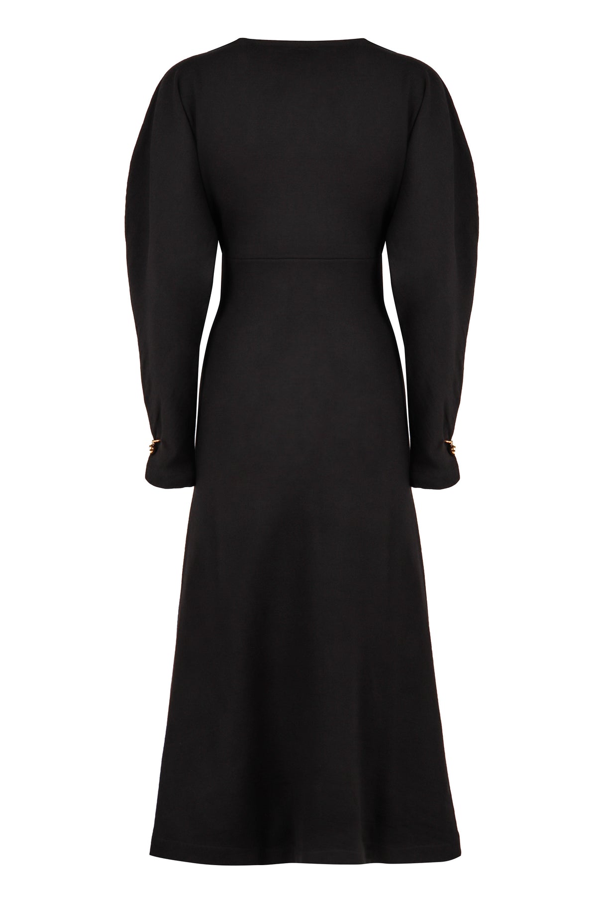 PHILOSOPHY DI LORENZO SERAFINI Elegant Wool-Blend Midi Dress with Dramatic Sleeves