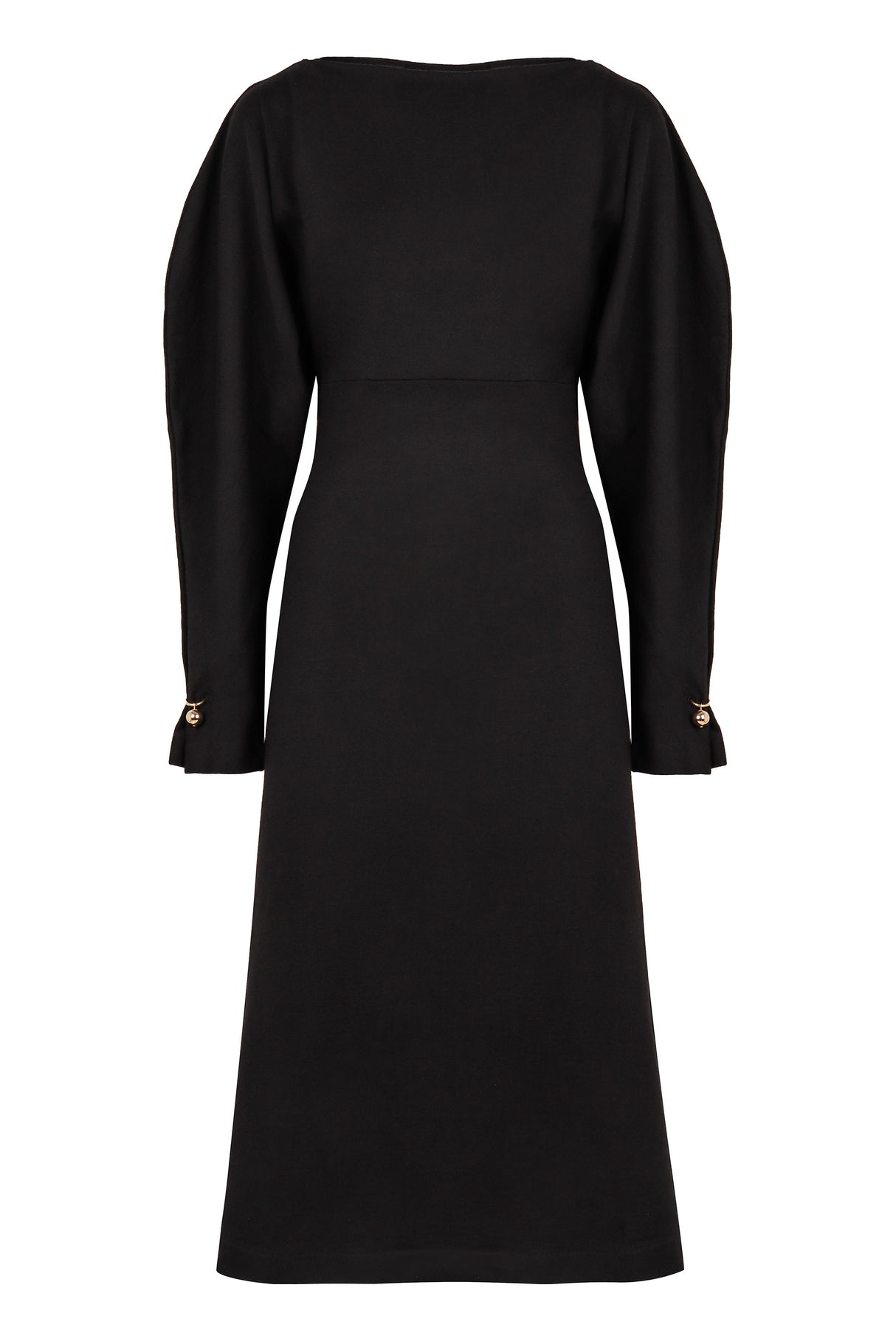 PHILOSOPHY DI LORENZO SERAFINI Elegant Wool-Blend Midi Dress with Dramatic Sleeves