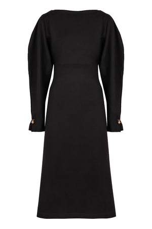 PHILOSOPHY DI LORENZO SERAFINI Elegant Wool-Blend Midi Dress with Dramatic Sleeves