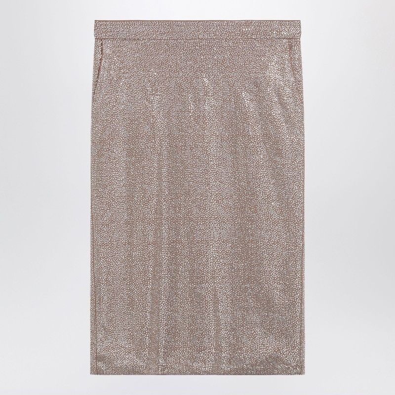 GIUSEPPE DI MORABITO High Waist Midi Skirt with Silver Rhinestones