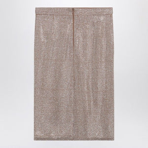 GIUSEPPE DI MORABITO High Waist Midi Skirt with Silver Rhinestones