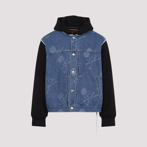 MASTERMIND WORLD Hooded Monogram Denim Jacket for Men