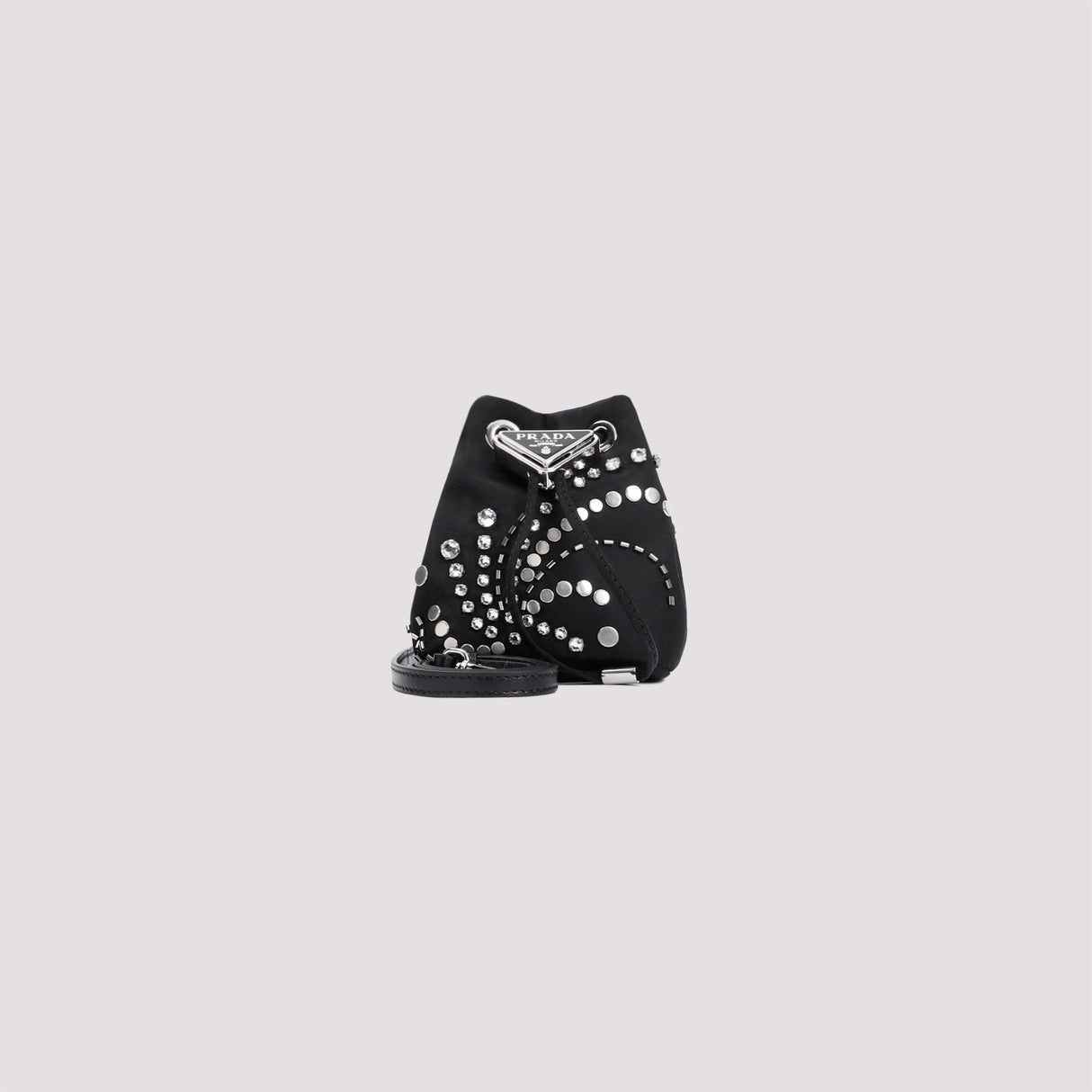 PRADA Mini Polyamide Pouch Handbag with Crystals