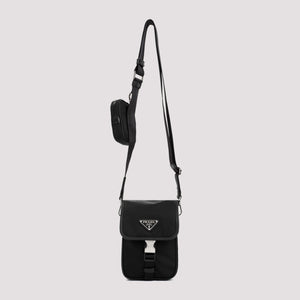 PRADA Crossbody Handbag with Pouch - Mini Size (W: 13cm, H: 18cm, D: 6cm)