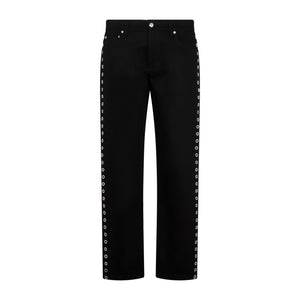 ALEXANDER MCQUEEN Eyelet Detail Cotton Jeans