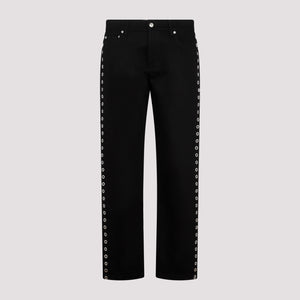 ALEXANDER MCQUEEN Eyelet Detail Cotton Jeans