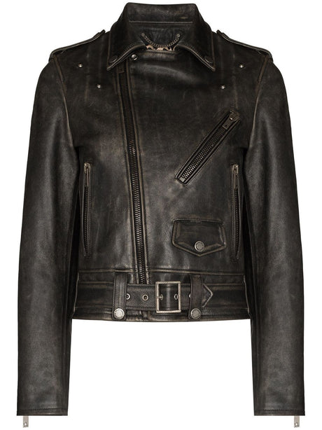 GOLDEN GOOSE Slim Fit Leather Biker Jacket