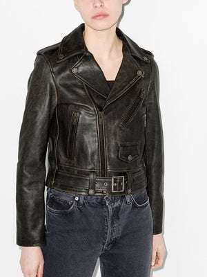 GOLDEN GOOSE Slim Fit Leather Biker Jacket