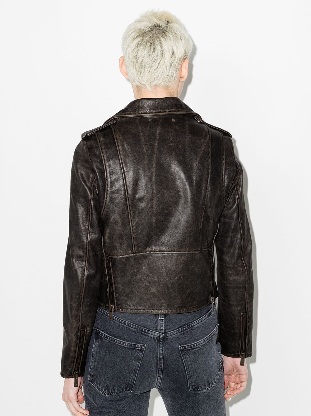 GOLDEN GOOSE Slim Fit Leather Biker Jacket