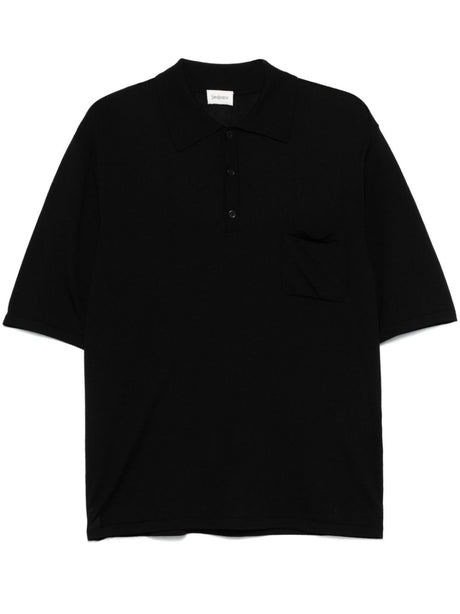 SAINT LAURENT PARIS Women's Wool Polo Shirt with Logo Embroidery