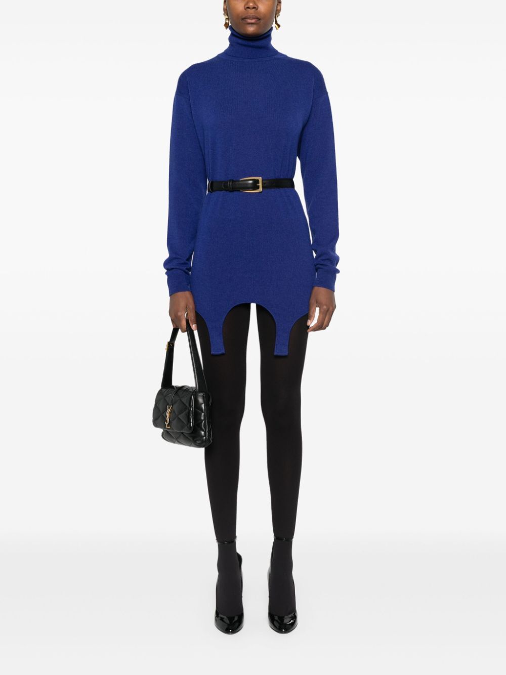 SAINT LAURENT PARIS Cashmere Turtleneck Garter Sweater