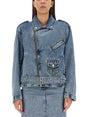 MOSCHINO JEANS Women's Mini Biker Jacket with Front Zipper Closure