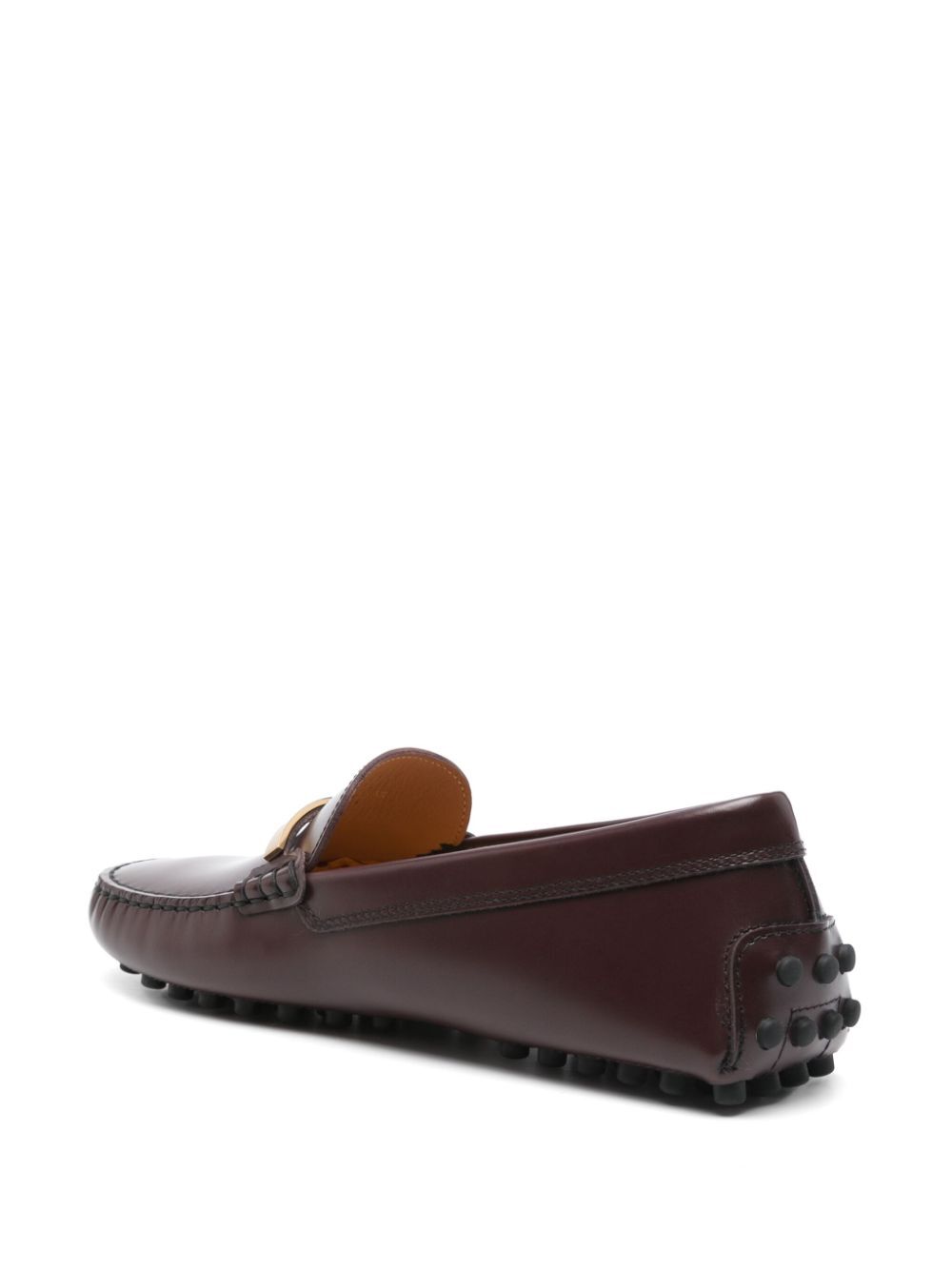 TOD`S Branded Metal Bar Brushed Leather Rubber Driving Loafers