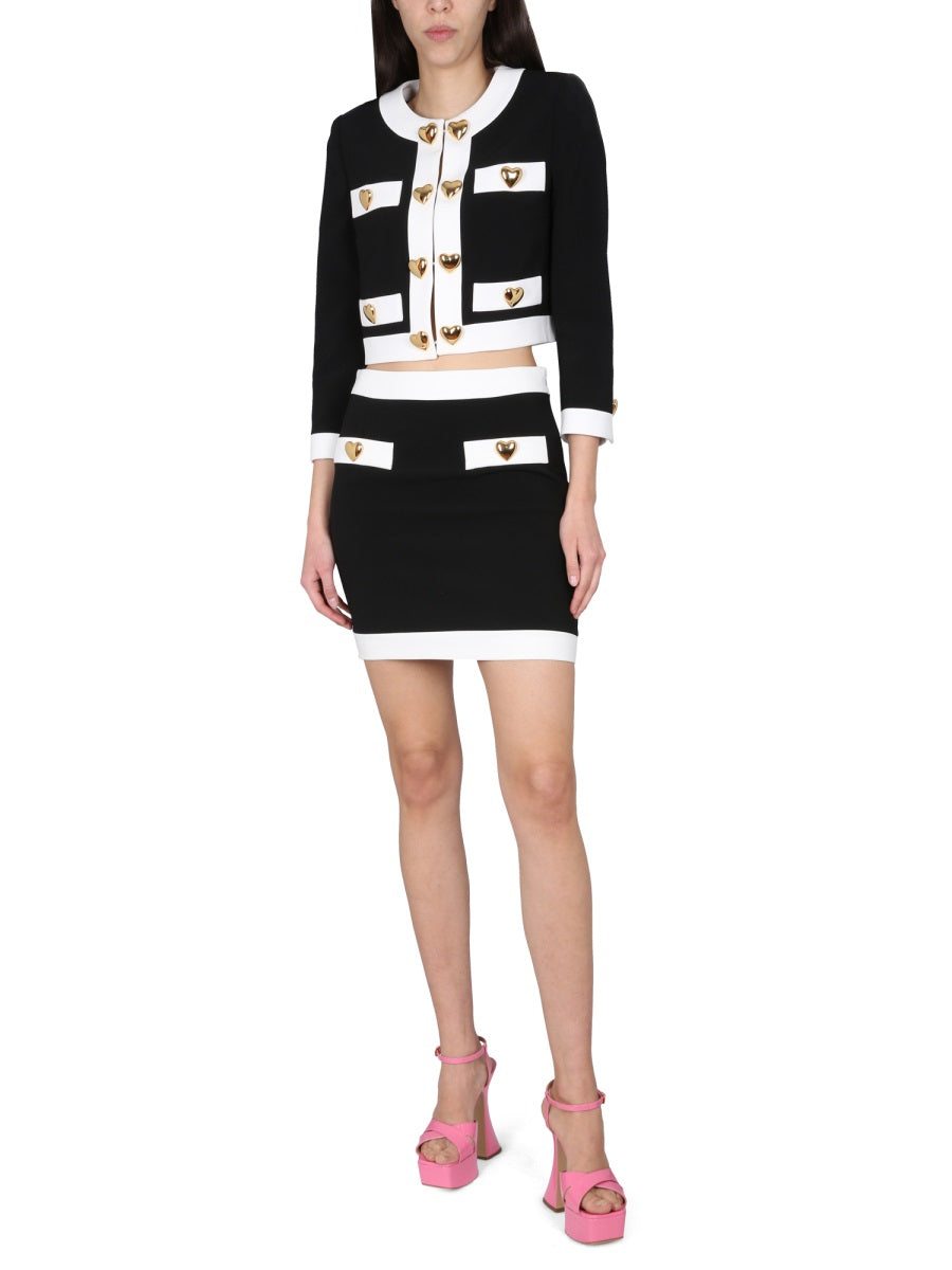 MOSCHINO COUTURE Heart Buttons Crepe Jacket