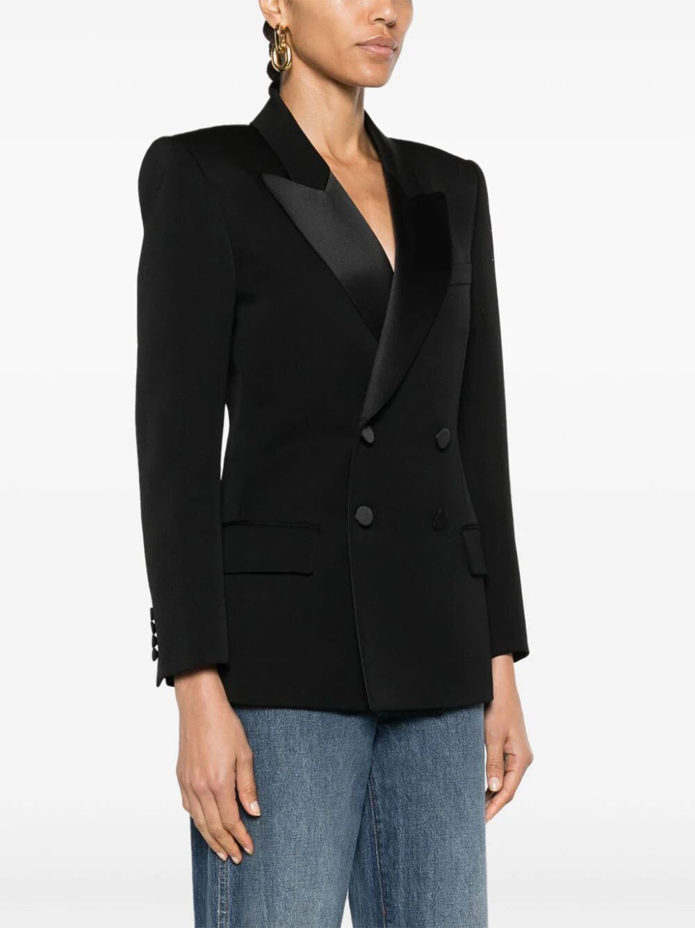 SAINT LAURENT PARIS Men's Wool Smoking Blazer for SS24