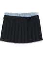 MIUMIU Layered Design Pleated Wool Mini Skirt for Men