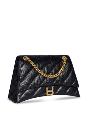 BALENCIAGA Crushed Media Satchel with Chain - 31 x 19.8 x 6.8 cm