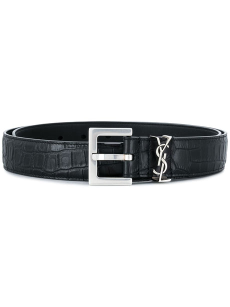 SAINT LAURENT PARIS Elegant Logo Leather Belt for Women